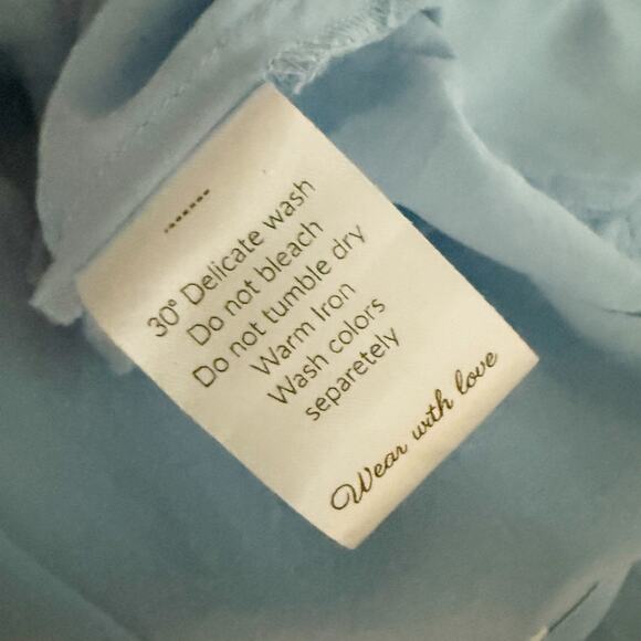 ELF | Elegant Blue Button Down Dress Lola Midi Dress Handmade Ruffle | Size XXL - Picture 10 of 11